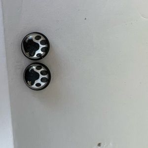 12mm cabochon paw print earrings